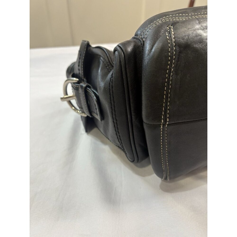 Coach SoHo Large Shoulder Tote 10037 Black Leather with Accent Stitching - Picture 9 of 16